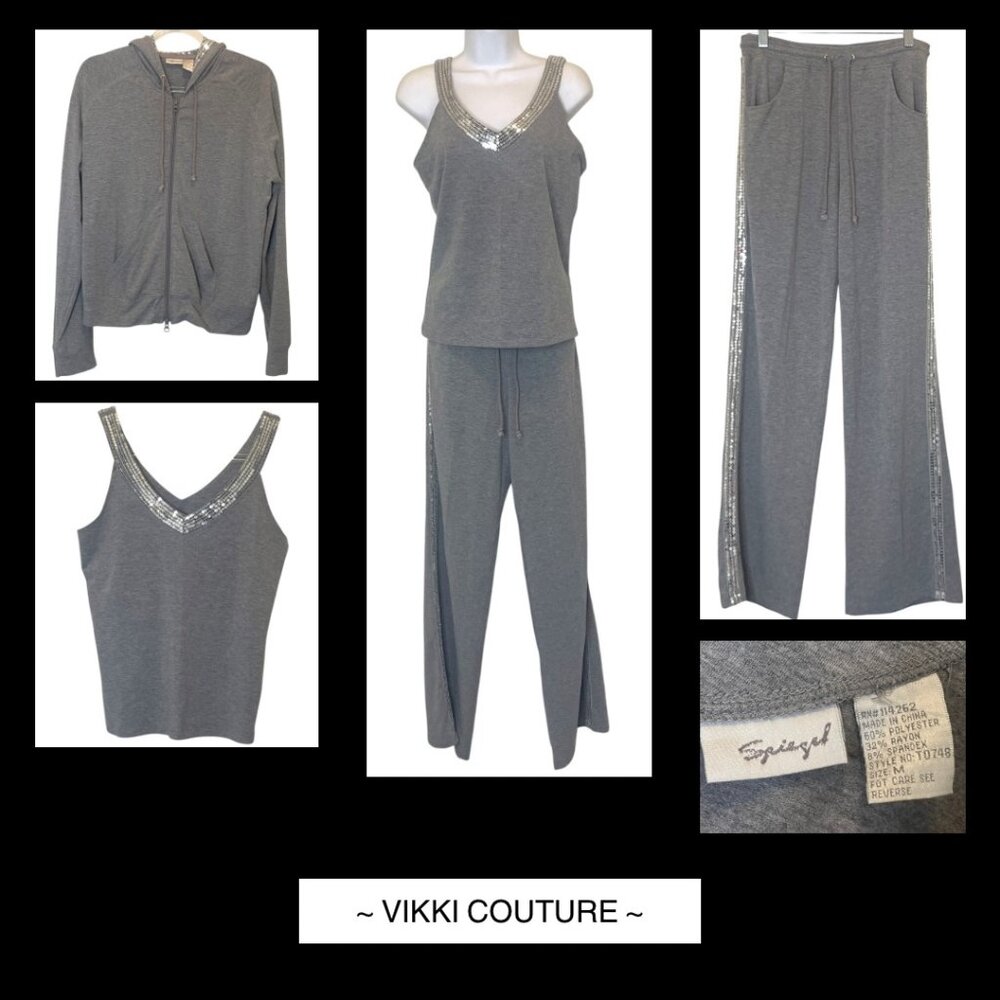 Spiegel 3 Pc Sequin Lounge Set  Gray Silver S/M